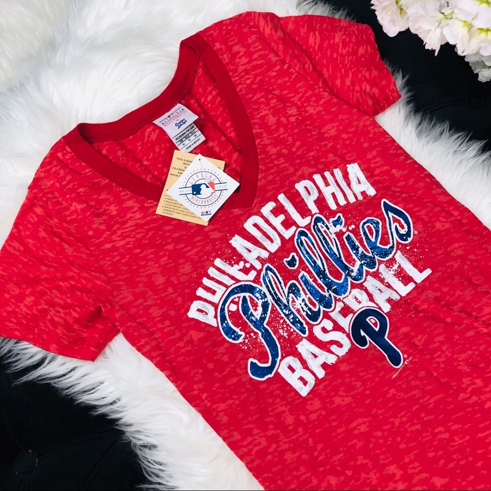 Philadelphia Phillies Red V Neck Top